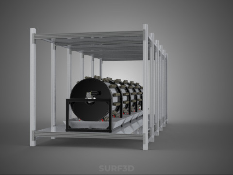 RACK FRAME ARRAY ROW SHELF TRAY ROTARY HYDROPONIC LED PLANT FARM Modelo 3D