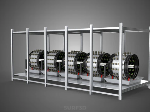RACK FRAME ARRAY ROW SHELF TRAY ROTARY HYDROPONIC LED PLANT FARM 3D Model