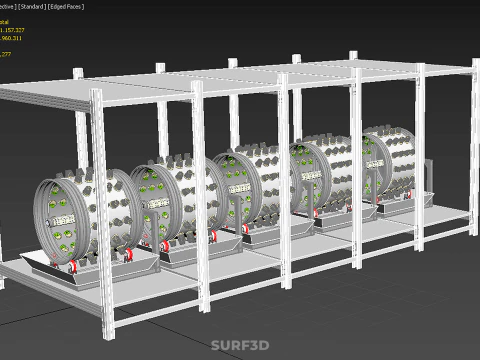 RACK FRAME ARRAY ROW SHELF TRAY ROTARY HYDROPONIC LED PLANT FARM 3D Model