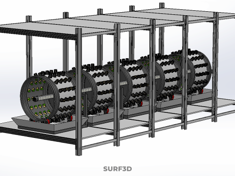 RACK FRAME ARRAY ROW SHELF TRAY ROTARY HYDROPONIC LED PLANT FARM Modelo 3D
