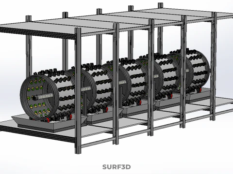 RACK FRAME ARRAY ROW SHELF TRAY ROTARY HYDROPONIC LED PLANT FARM 3D Model