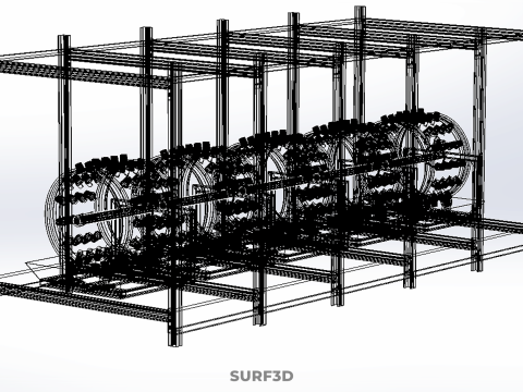 RACK FRAME ARRAY ROW SHELF TRAY ROTARY HYDROPONIC LED PLANT FARM Modelo 3D