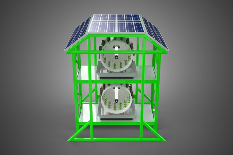 POWERED SOLAR PANEL ROOF IOT ROTARY HYDROPONIC GARDEN PLANT FARM 3D Modell .c4d .max .obj .3ds .fbx .stl .blend 