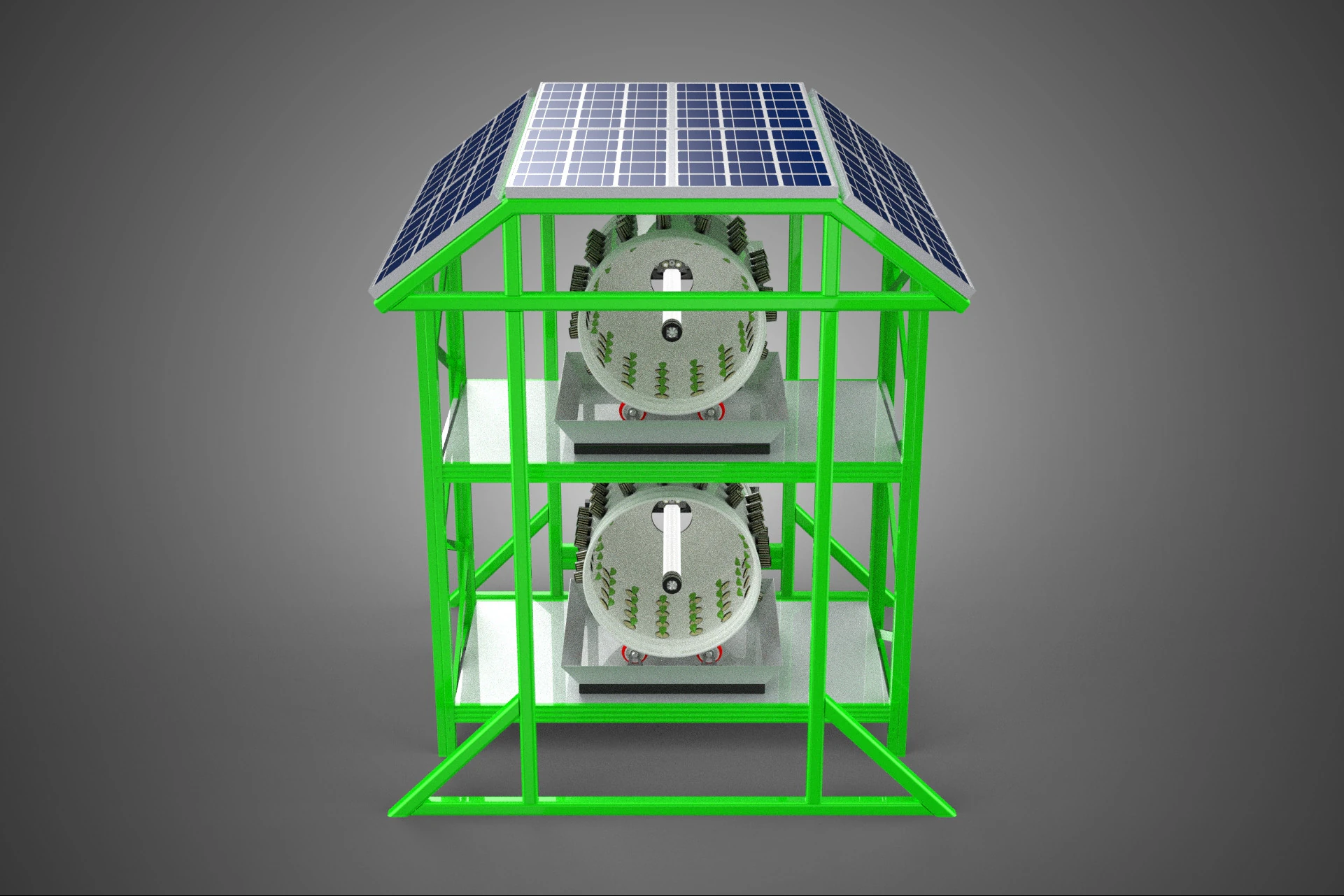 POWERED SOLAR PANEL ROOF IOT ROTARY HYDROPONIC GARDEN PLANT FARM 3D Model .c4d .max .obj .3ds .fbx .stl .blend 
