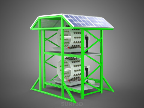 POWERED SOLAR PANEL ROOF IOT ROTARY HYDROPONIC GARDEN PLANT FARM 3D Modell