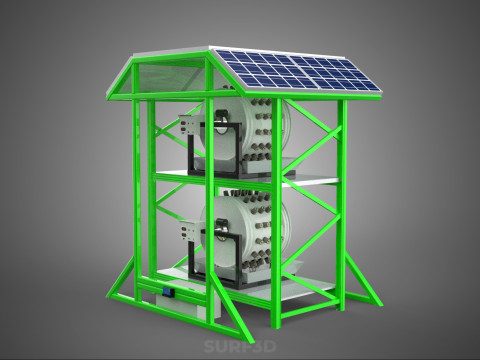 POWERED SOLAR PANEL ROOF IOT ROTARY HYDROPONIC GARDEN PLANT FARM 3D Modell