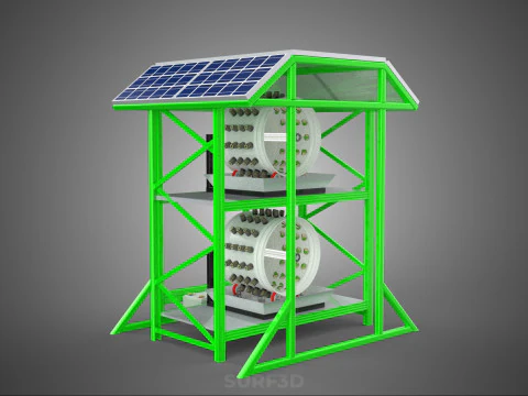 POWERED SOLAR PANEL ROOF IOT ROTARY HYDROPONIC GARDEN PLANT FARM 3D Model