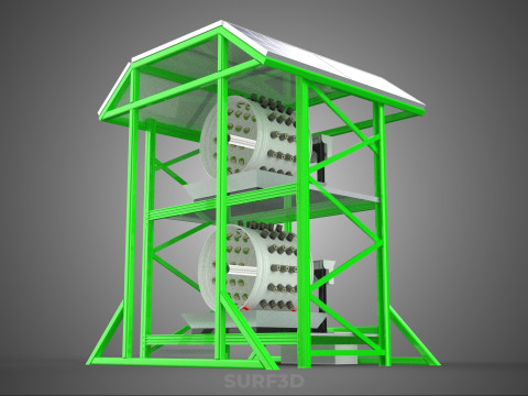 POWERED SOLAR PANEL ROOF IOT ROTARY HYDROPONIC GARDEN PLANT FARM 3D Modell