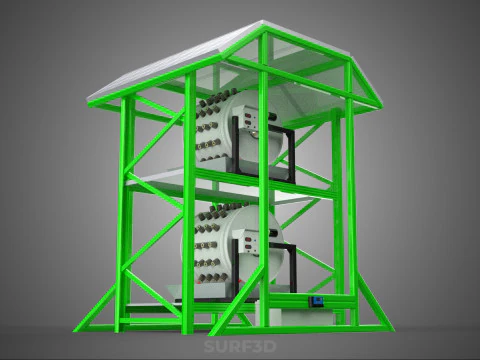 POWERED SOLAR PANEL ROOF IOT ROTARY HYDROPONIC GARDEN PLANT FARM 3D Model