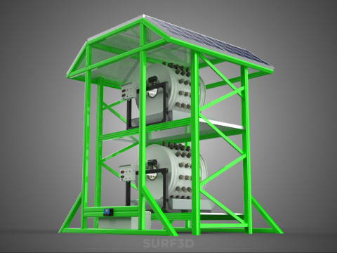 POWERED SOLAR PANEL ROOF IOT ROTARY HYDROPONIC GARDEN PLANT FARM 3D Modell