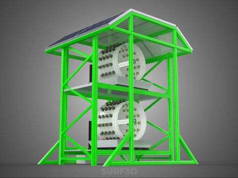 POWERED SOLAR PANEL ROOF IOT ROTARY HYDROPONIC GARDEN PLANT FARM 3D Model