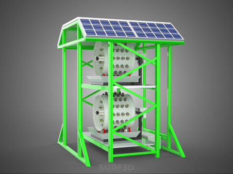POWERED SOLAR PANEL ROOF IOT ROTARY HYDROPONIC GARDEN PLANT FARM 3D Modell