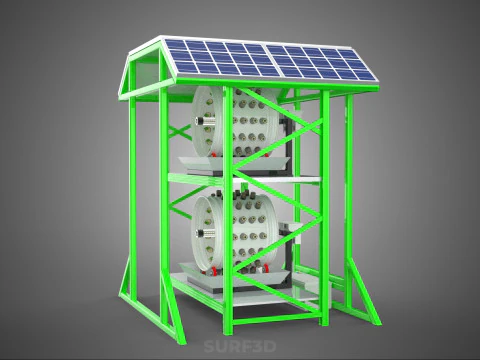 POWERED SOLAR PANEL ROOF IOT ROTARY HYDROPONIC GARDEN PLANT FARM 3D Model