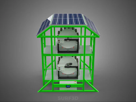 POWERED SOLAR PANEL ROOF IOT ROTARY HYDROPONIC GARDEN PLANT FARM 3D Model
