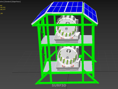 POWERED SOLAR PANEL ROOF IOT ROTARY HYDROPONIC GARDEN PLANT FARM 3D Modell