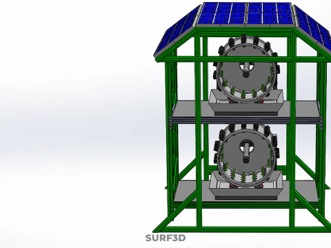 POWERED SOLAR PANEL ROOF IOT ROTARY HYDROPONIC GARDEN PLANT FARM 3D Model