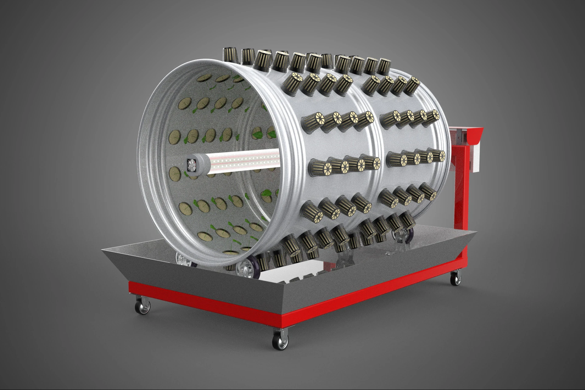 STEEL DRUM ROTARY HYDROPONIC GARDEN PLANT FARM SYSTEM CIRCULAR 3D Model .c4d .max .obj .3ds .fbx .stl .blend 