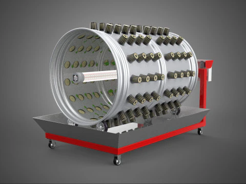 स्टील ड्रम रोटरी हाइड्रोपोनिक गार्डन प्लांट फार्म सिस्टम सर्कुलर 3D मॉडल