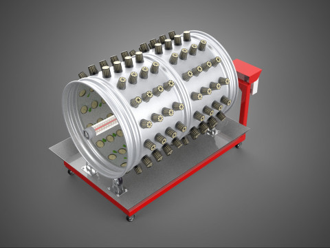 STEEL DRUM ROTARY HYDROPONIC GARDEN PLANT FARM SYSTEM CIRCULAR 3D Model