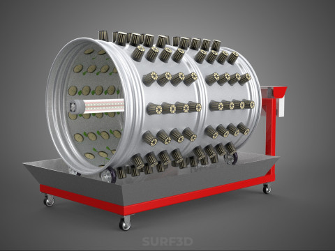 STEEL DRUM ROTARY HYDROPONIC GARDEN PLANT FARM SYSTEM CIRCULAR 3D Model