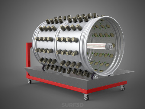 STEEL DRUM ROTARY HYDROPONIC GARDEN PLANT FARM SYSTEM CIRCULAR 3D Model