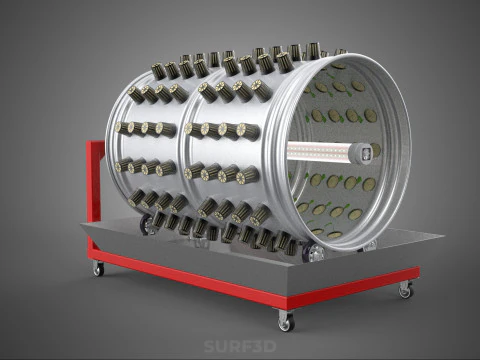 STEEL DRUM ROTARY HYDROPONIC GARDEN PLANT FARM SYSTEM CIRCULAR 3D Model