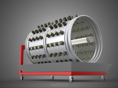 STEEL DRUM ROTARY HYDROPONIC GARDEN PLANT FARM SYSTEM CIRCULAR 3D Model