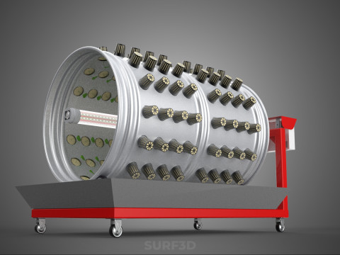 STEEL DRUM ROTARY HYDROPONIC GARDEN PLANT FARM SYSTEM CIRCULAR 3D Model