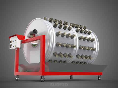 STEEL DRUM ROTARY HYDROPONIC GARDEN PLANT FARM SYSTEM CIRCULAR 3D Model