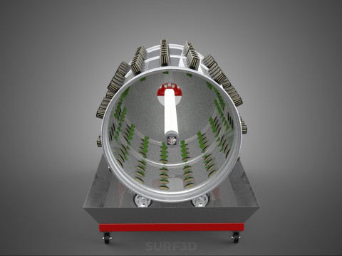 STEEL DRUM ROTARY HYDROPONIC GARDEN PLANT FARM SYSTEM CIRCULAR 3D Model