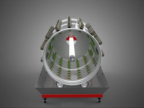 STEEL DRUM ROTARY HYDROPONIC GARDEN PLANT FARM SYSTEM CIRCULAR 3D Model