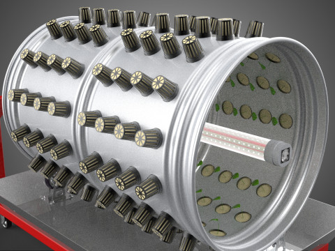 STEEL DRUM ROTARY HYDROPONIC GARDEN PLANT FARM SYSTEM CIRCULAR 3D Model