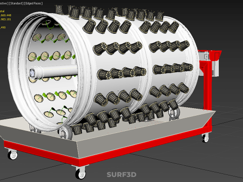 STEEL DRUM ROTARY HYDROPONIC GARDEN PLANT FARM SYSTEM CIRCULAR 3D Model