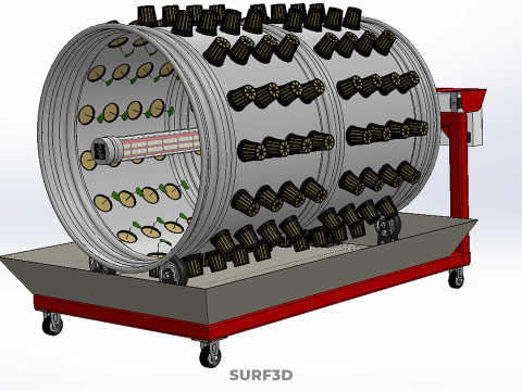 STEEL DRUM ROTARY HYDROPONIC GARDEN PLANT FARM SYSTEM CIRCULAR 3D Model