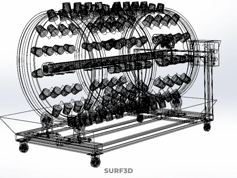 STEEL DRUM ROTARY HYDROPONIC GARDEN PLANT FARM SYSTEM CIRCULAR 3D Model