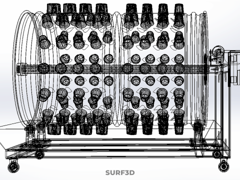 SPIN WHEEL CIRCULAR ROTARY HYDROPONIC GARDEN PLANT FARM SYSTEM 3D Model