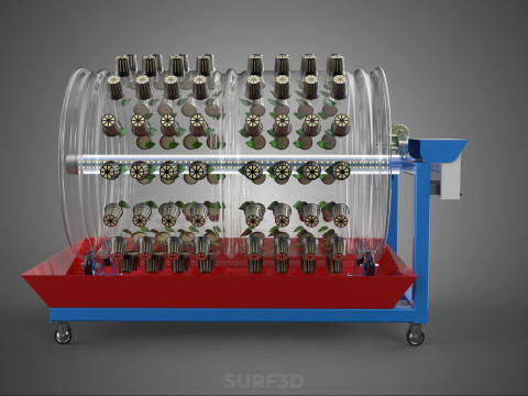 GARDENING ROTARY HYDROPONIC SPIN PLANT GROW FARM CYLINDER SYSTEM 3D Model