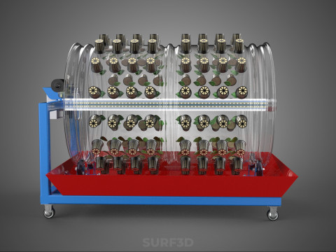 GARDENING ROTARY HYDROPONIC SPIN PLANT GROW FARM CYLINDER SYSTEM 3D Model