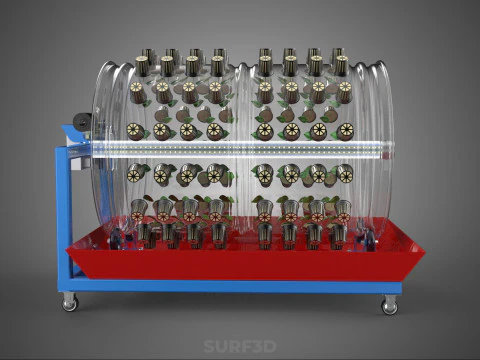 GARDENING ROTARY HYDROPONIC SPIN PLANT GROW FARM CYLINDER SYSTEM 3D Model