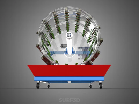 GARDENING ROTARY HYDROPONIC SPIN PLANT GROW FARM CYLINDER SYSTEM 3D Model