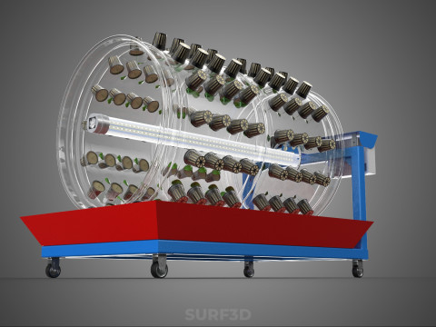 GARDENING ROTARY HYDROPONIC SPIN PLANT GROW FARM CYLINDER SYSTEM 3D Model