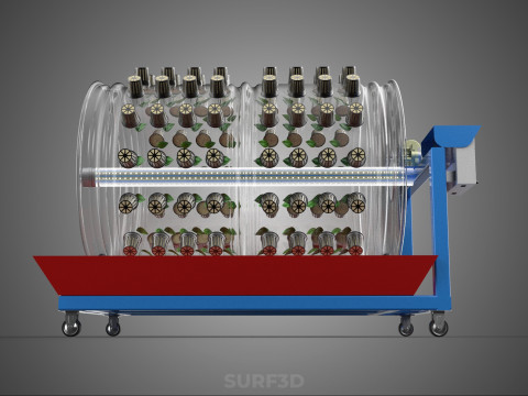 GARDENING ROTARY HYDROPONIC SPIN PLANT GROW FARM CYLINDER SYSTEM 3D Model