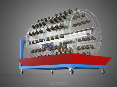 GARDENING ROTARY HYDROPONIC SPIN PLANT GROW FARM CYLINDER SYSTEM 3D Model