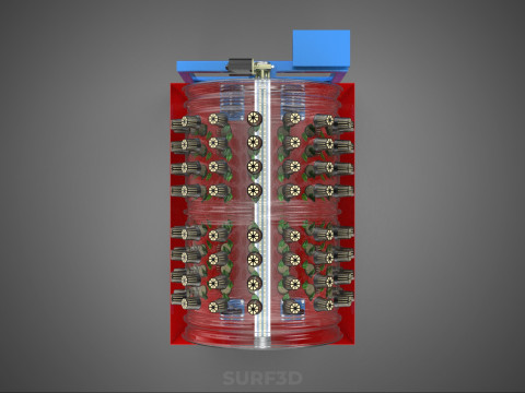 GARDENING ROTARY HYDROPONIC SPIN PLANT GROW FARM CYLINDER SYSTEM 3D Model