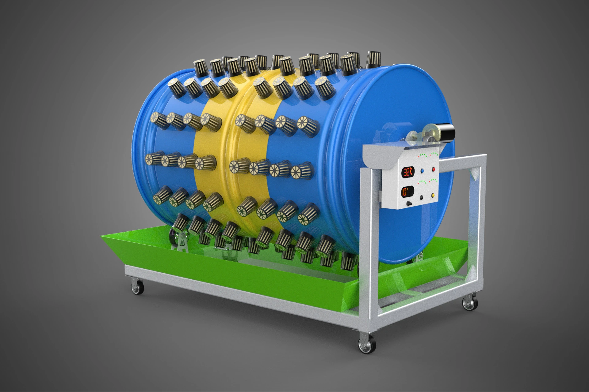 STEEL DRUM 55 GALLON POT GARDEN ROTARY HYDROPONIC PLANT FARM IOT 3D Model .c4d .max .obj .3ds .fbx .stl .blend 