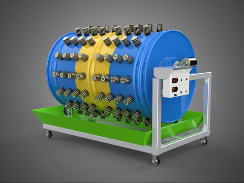 TAMBOR DE ACERO 55 GALONES MACETA JARDÍN PLANTA HIDROPÓNICA GIRATORIA GRANJA IOT Modelo 3D