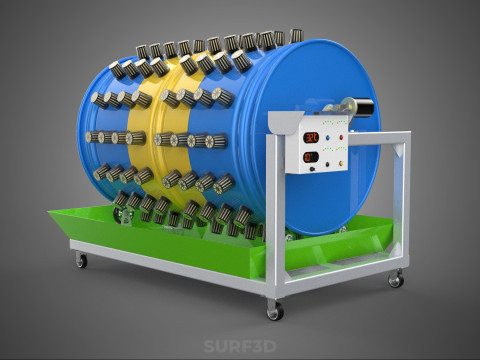 STEEL DRUM 55 GALLON POT GARDEN ROTARY HYDROPONIC PLANT FARM IOT 3D Model