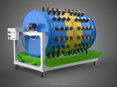 STEEL DRUM 55 GALLON POT GARDEN ROTARY HYDROPONIC PLANT FARM IOT 3D Model