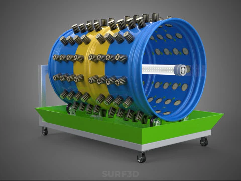 STEEL DRUM 55 GALLON POT GARDEN ROTARY HYDROPONIC PLANT FARM IOT 3D Model