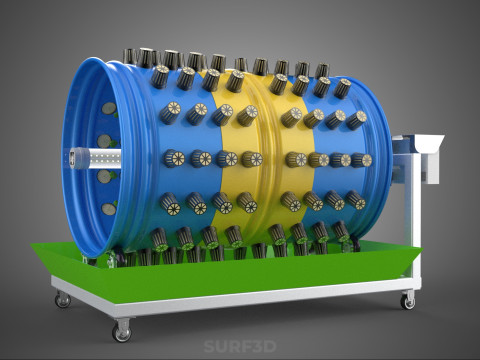 STEEL DRUM 55 GALLON POT GARDEN ROTARY HYDROPONIC PLANT FARM IOT 3D Model